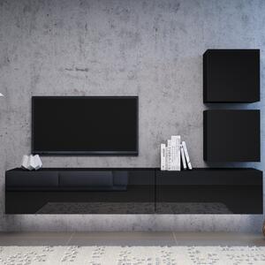 TV komoda VIVO VI 2 LED 120 cm, černá vysoký lesk