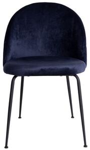 Nordic Living Modrá sametová jídelní židle Anneke s černou podnoží