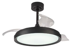 Stropní ventilátor Mistral LED, černý, DC, tichý, CCT – Mantra Mantra Iluminación, Mistral, stmívatelné, Černá, Obývací pokoj, Plast, Moderní
