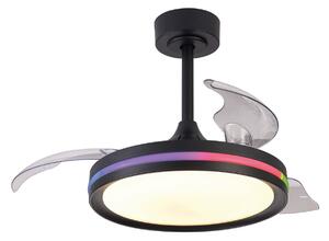 Stropní ventilátor North LED, černý, DC, tichý, CCT RGB – Mantra Mantra Iluminación, North, stmívatelné, Černá, Obývací pokoj, Plast, Moderní