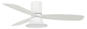 Stropní ventilátor Flusso s osvětlením, bílý, Ø 132 cm, tichý – Beacon Beacon Lighting, Flusso, stmívatelné, Bílá, Obývací pokoj, Dřevo, Moderní