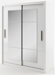 Šatní skříň se zrcadlem a posuvnými dveřmi Ideal ID 02 bílá