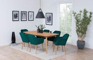 Scandi Zelená sametová jídelní židle Milla s prošíváním