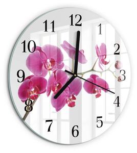 Skleněné nástěnné hodiny Orchidej zsoc-fi30-00173384