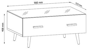 Brillo - konferenční stolek ST - bílá/šedá/artisan
