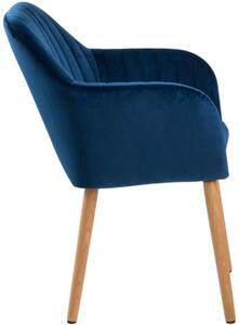 Scandi Modrá sametová jídelní židle Milla s prošíváním