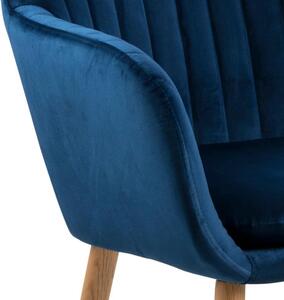 Scandi Modrá sametová jídelní židle Milla s prošíváním