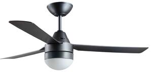 Stropní ventilátor Megara s osvětlením, titanová barva, 122 cm, tichý – Beacon Beacon Lighting, Megara, Šedá, Obývací pokoj, Plast, Moderní