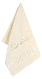 BELLATEX Froté ručník kolekce Linie s výšivkou Babička vanilková 50x100 cm