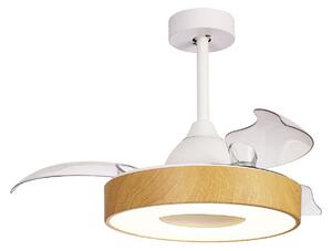 Stropní ventilátor Coin Mini LED, dřevo, tichý provoz na stejnosměrný proud, Mantra Iluminación, Coin Mini, stmívatelné, Bílá, Obývací pokoj, Plast, Moderní