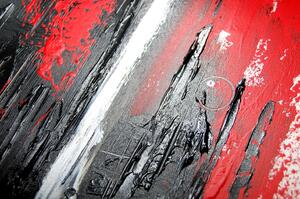 Ručně malovaný abstraktní obraz červeno - černá moderna