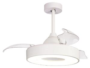 Stropní ventilátor Coin Mini LED, bílý, DC, tichý, Ø 91 cm – Mantra Mantra Iluminación, Coin Mini, stmívatelné, Bílá, Obývací pokoj, Plast, Moderní