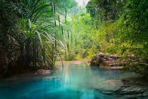 DIMEX | Vliesová fototapeta Průzračná voda v džungli MS-5-1817 | 375 x 250 cm| tyrkysová, zelená, modrá