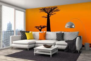DIMEX | Vliesová fototapeta Baobab při západu slunce MS-5-1841 | 375 x 250 cm| černá, oranžová