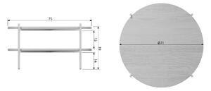 Hoorns Světle šedý kulatý dřevěný konferenční stolek Marilyn 75 cm