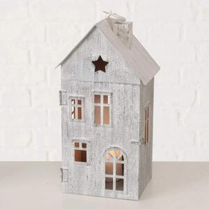 Lucerna kovová Domek 21 cm šedá