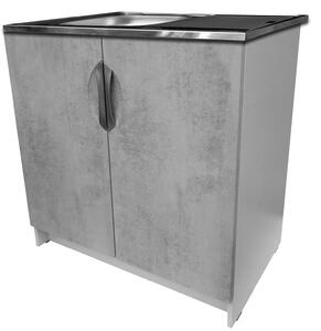 Kuchyňská skříňka s dřezem beton korpus šedý 80 cm