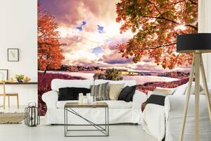 DIMEX | Vliesová fototapeta Podzimní javorový les MS-5-1913 | 375 x 250 cm| červená, oranžová, růžová