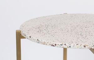 White Label Bílý terrazzo odkládací stolek WLL Mario 50 cm