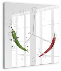 Skleněné hodiny Chilli papričky zskb-30x30-00087420