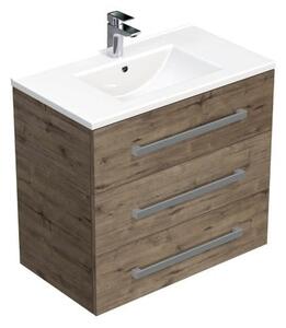 Koupelnová skříňka s umyvadlem SAT Cube Way 80x76,5x46 cm dub Wellington mat CUBE46803DWMOD