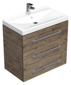Koupelnová skříňka s umyvadlem SAT Cube Way 80x76,5x46 cm dub Wellington mat CUBE46803DWVER