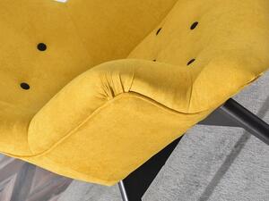 Design Project Žluté látkové křeslo Montano s černou podnoží