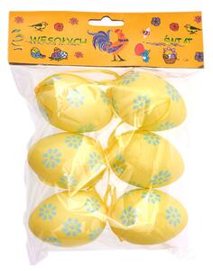 Velikonoční dekorace - umělá vejce žlutá 6ks