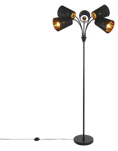 Moderní stojací lampa, černá, 5 světel, Carmen