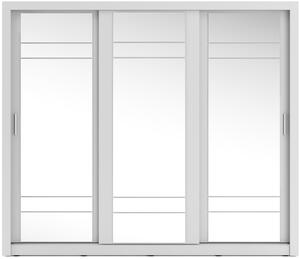 Bílá zrcadlová šatní skříň s posuvnými dveřmi Miarti 02
