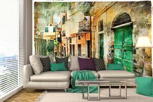DIMEX | Vliesová fototapeta Staré ulice Itálie MS-5-2024 | 375 x 250 cm| zelená, oranžová, hnědá