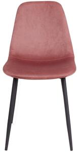 Nordic Living Růžová sametová jídelní židle Raya