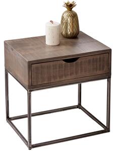 Moebel Living Šedo hnědý masivní mangový noční stolek Fabio 45 x 45 cm
