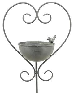 Zapichovací napajedlo pro ptáky Heart, 138,4x33,7 cm, kov, šedá