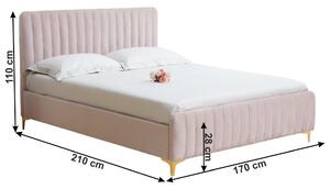 Manželská postel 160 cm Karilla (růžová) (s roštem). 1017201