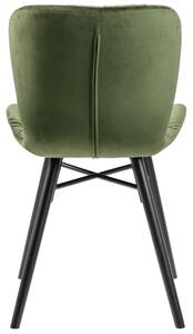 Scandi Tmavě zelená sametová jídelní židle Matylda