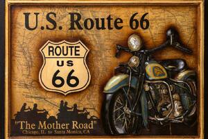 DIMEX | Vliesová fototapeta Route 66 motorka MS-5-2148 | 375 x 250 cm| černá, žlutá, hnědá