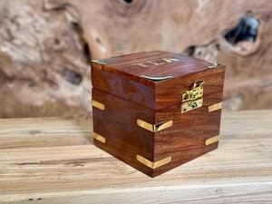Dřevěný box na čaj z tropického dřeva, 10 × 10 × 10 cm