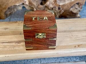 Dřevěný box na čaj z tropického dřeva, 10 × 10 × 10 cm