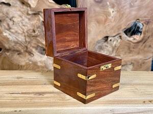 Dřevěný box na čaj z tropického dřeva, 10 × 10 × 10 cm