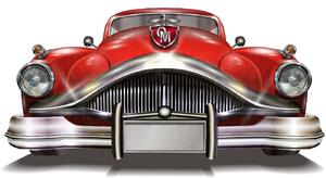 DIMEX | Vliesová fototapeta Maska retro automobilu II. MS-5-2198 | 375 x 250 cm| červená, bílá, metalická