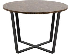 Scandi Hnědý mramorový kulatý jídelní stůl Calvin 110 cm