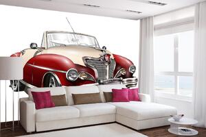 DIMEX | Vliesová fototapeta Vintage kabriolet MS-5-2210 | 375 x 250 cm| červená, bílá, béžová