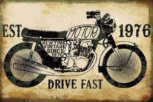 DIMEX | Vliesová fototapeta Retro motocyklový plakát MS-5-2202 | 375 x 250 cm| červená, béžová, černá, žlutá