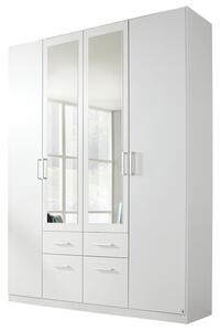 Šatní skříň BAYLEE alpská bílá, 4 dveře, 2 zrcadla
