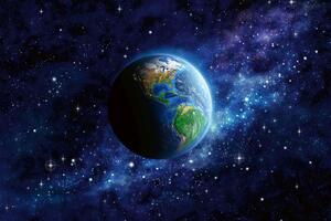 DIMEX | Vliesová fototapeta Planeta Země MS-5-2231 | 375 x 250 cm| zelená, modrá, fialová, černá