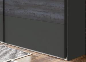 Šatní skříň s posuvnými dveřmi Göteborg, 270 cm, šedá vintage ocel