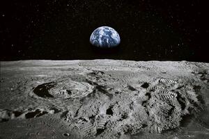 DIMEX | Vliesová fototapeta Země na horizontu MS-5-2234 | 375 x 250 cm| modrá, černá, šedá
