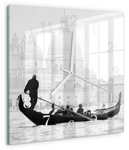 Skleněné hodiny Benátská loď zskb-30x30-00082206