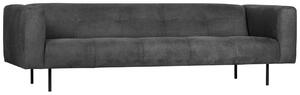 Hoorns Tmavě šedá koženková třímístná pohovka Pearl 250 cm